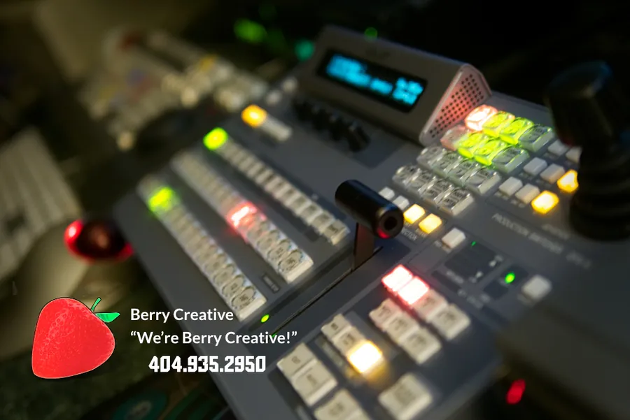 A video production switcher with the Berry Creative logo