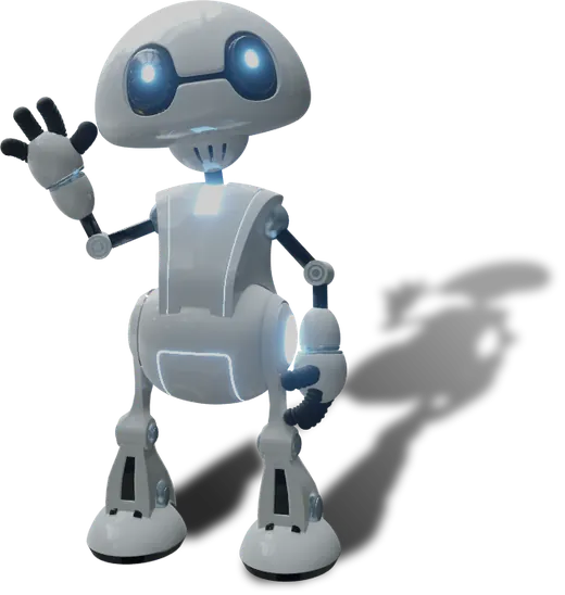 A friendly 3D robot waving